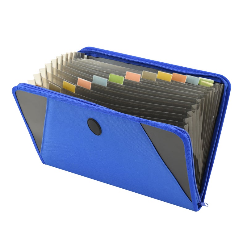 C-Line Expanding File with Zipper Closure, 13-Pocket, Tabbed Dividers, Blue (48105), letter - Image 1